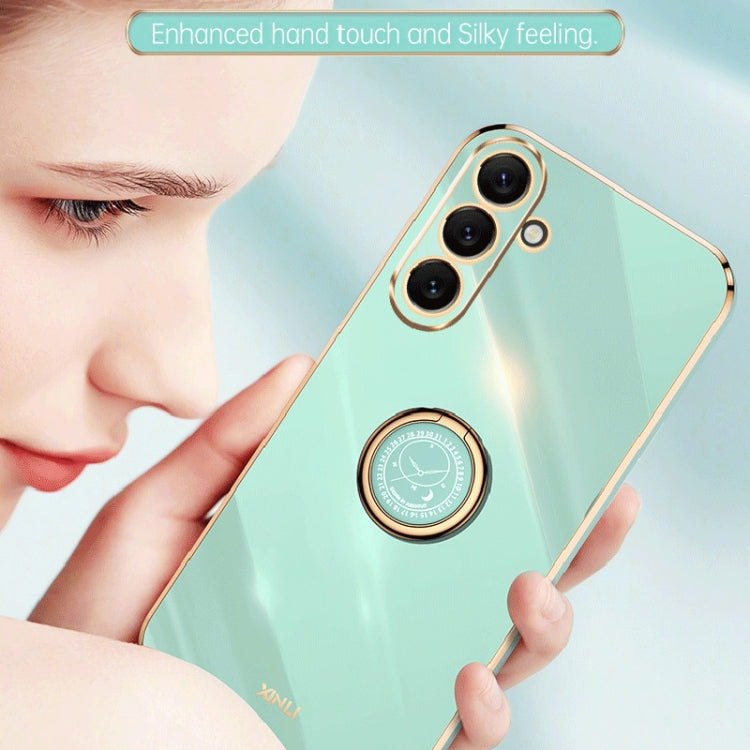 Para Samsung Galaxy A54 5G XINLI Straight Edge Electroplate TPU Funda para teléfono con anillo (Blanco)