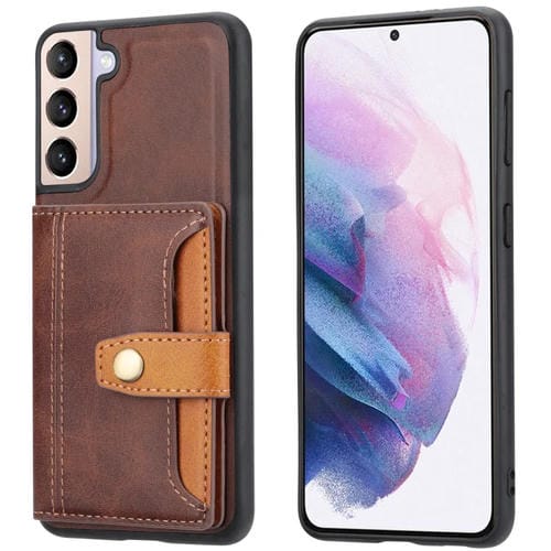 Para Samsung Galaxy S23+ 5G Funda de teléfono TPU + PU de piel de becerro a juego con el color (Marrón)