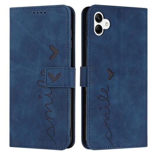 Para Samsung Galaxy A04e Skin Feel Heart Funda de cuero en relieve para teléfono (Azul)