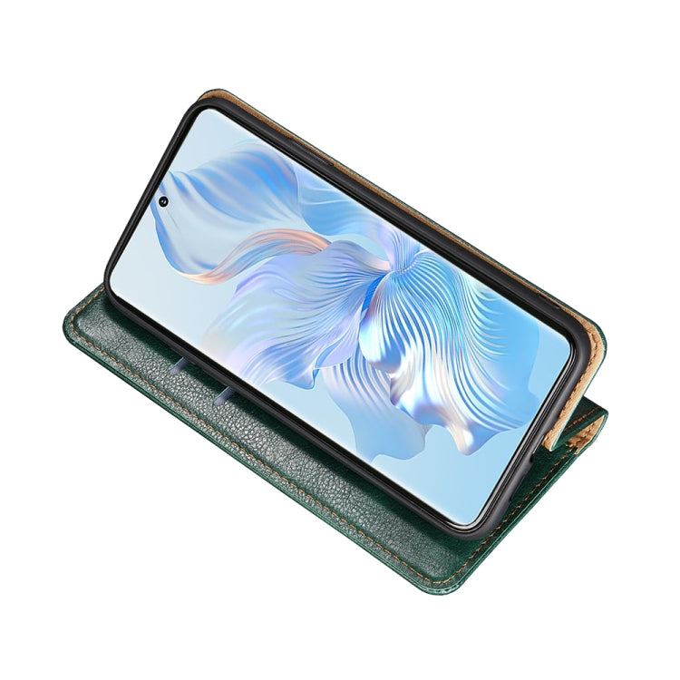 Estuche para Huawei Nova 10 Se de Cuero Magnético Color Sólido con Aceite Brillante (Negro)