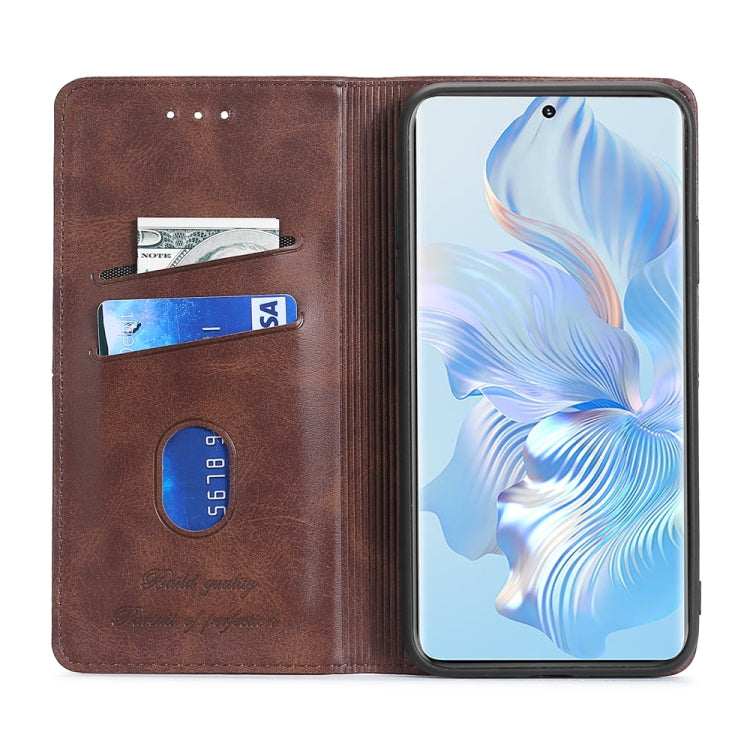 Funda de Cuero para Huawei Nova 10 Se con Tapa Horizontal Magnética y Textura de Vaca (Marrón Oscuro)