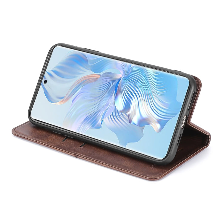 Funda de Cuero para Huawei Nova 10 Se con Tapa Horizontal Magnética y Textura de Vaca (Marrón Oscuro)