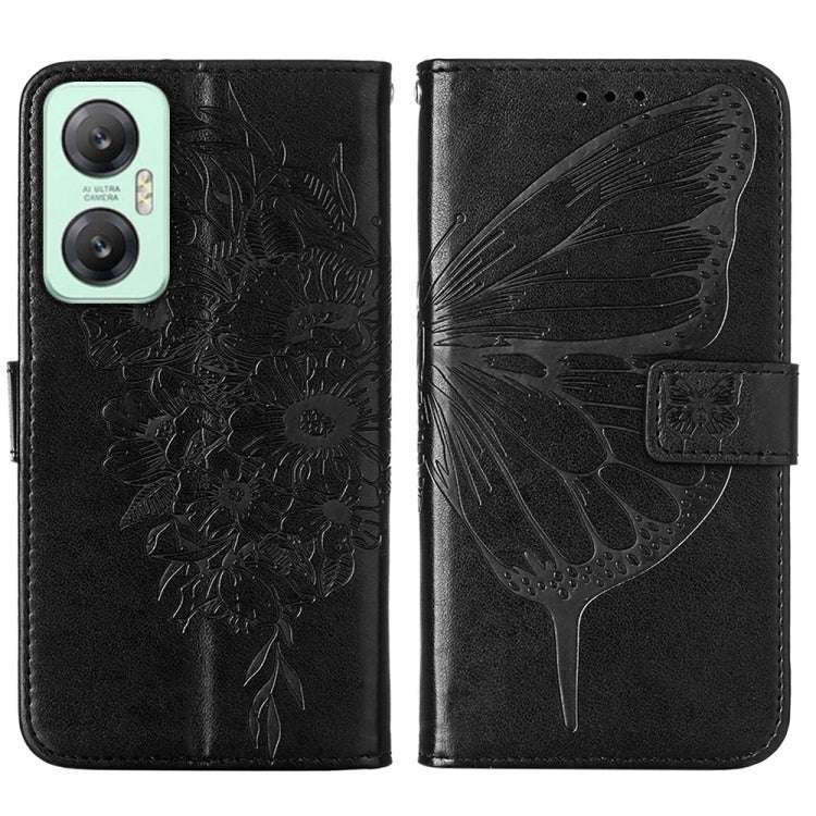 Estuche de Cuero para Infinix Hot 20 5G X666 / X66B con Tapa de Mariposa en Relieve (Negro)