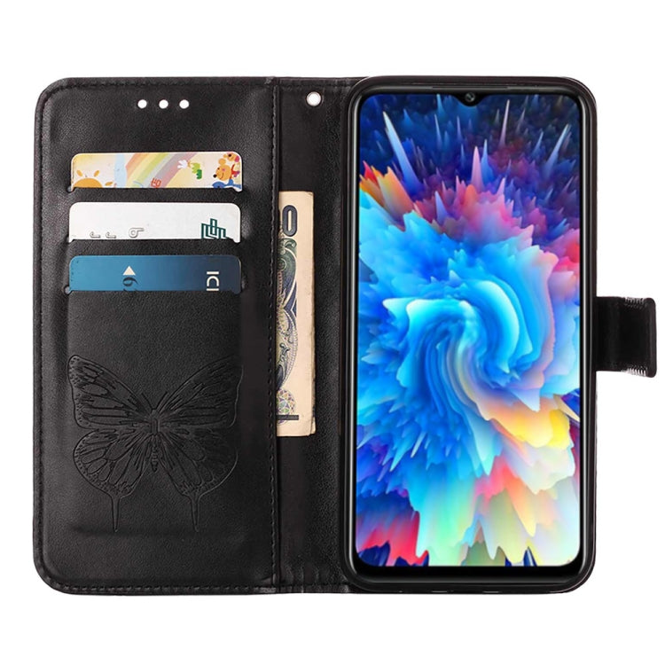 Estuche de Cuero para Infinix Hot 20 5G X666 / X66B con Tapa de Mariposa en Relieve (Negro)