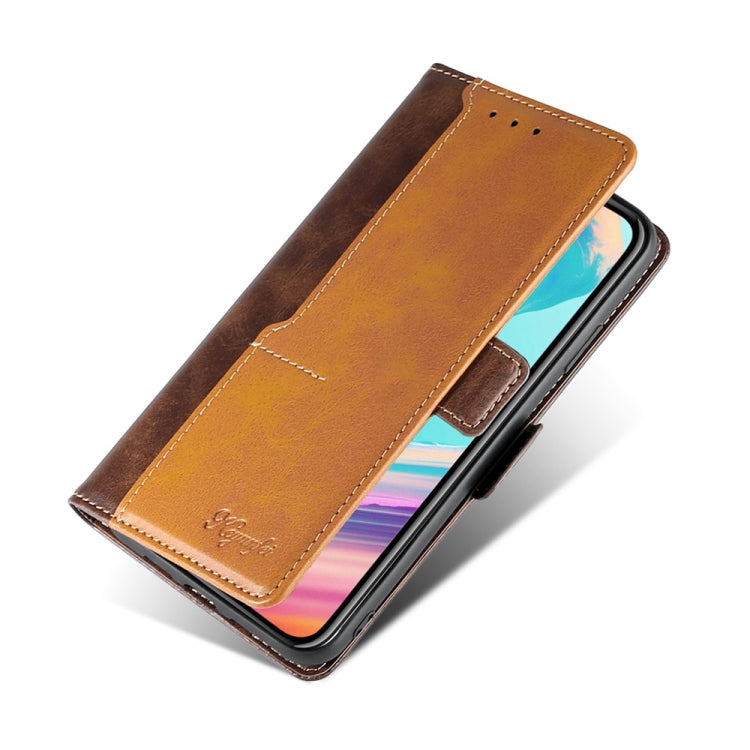 Funda de Cuero para Huawei Nova 10 Se con Hebilla Lateral y Color de Contraste (Marrón Oscuro + Dorado)