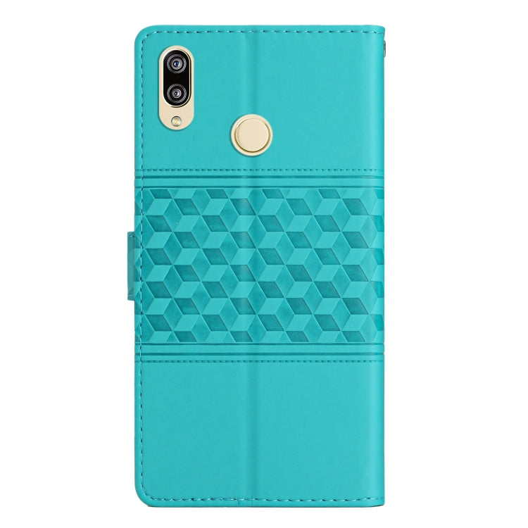 Funda para Huawei P20 Lite Diamond Embossed Skin Feel Leather con Cordón (Azul)