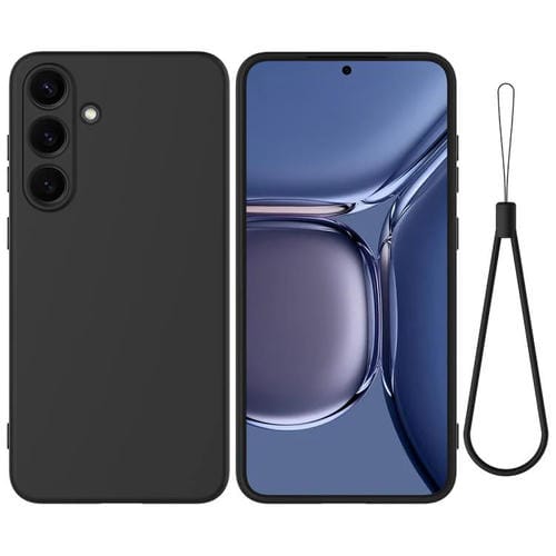 Funda de silicona líquida de color sólido para Samsung Galaxy S25 FE 5G, a prueba de caídas y cobertura total (negra)