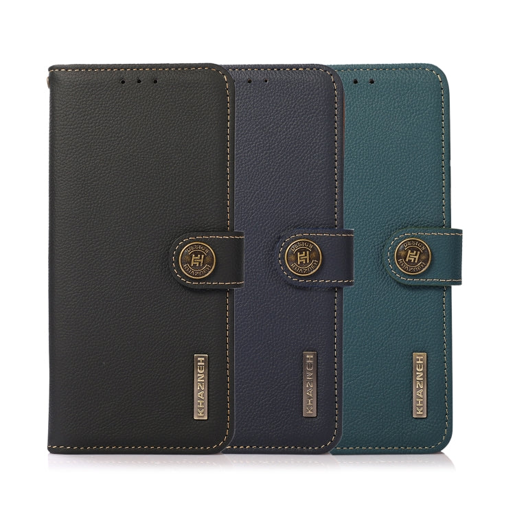 Funda de Cuero Genuino para OnePlus 11 Khazneh Custer Texture con RFID (Azul)