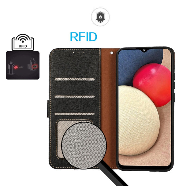 Funda para OnePlus 11 Khazneh Cuero con Textura Litchi y Protección RFID (Negro)