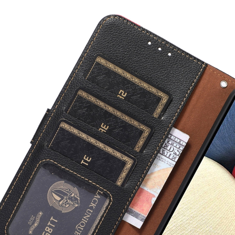 Funda para OnePlus 11 Khazneh Cuero con Textura Litchi y Protección RFID (Negro)