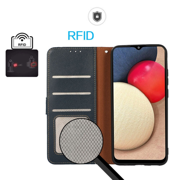 Funda para OnePlus 11 Khazneh Litchi Texture Leather con RFID (Azul)