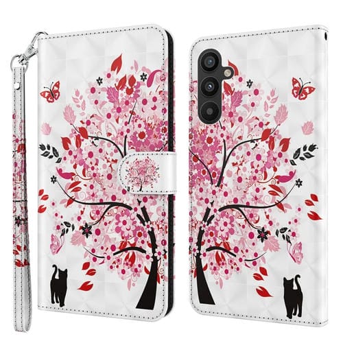 Funda para Samsung Galaxy A34 5G TPU Patrón de Pintura 3D y Cuero PU (Gato Debajo del Árbol)
