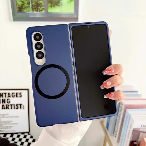 Funda Protectora Samsung Galaxy Z Fold3 5G Skin Feel Magnética a Prueba de Golpes (Azul)