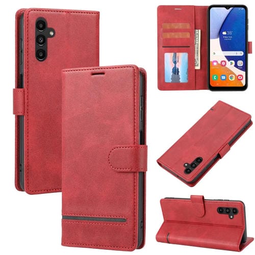Funda Flip Leather para Samsung Galaxy A14 4G Classic Wallet (Rojo)