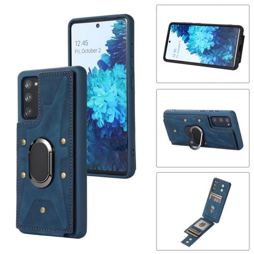 Para Samsung Galaxy S20 Armor Ring Wallet Back Cover Phone Case (Azul)