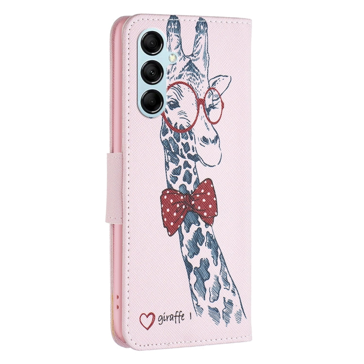 Para Samsung Galaxy M14 5G Estuche para teléfono de cuero con patrón de dibujo coloreado (ciervo)