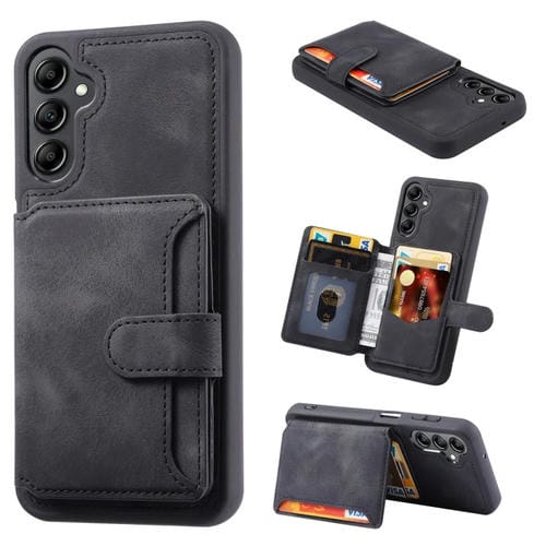 Para Samsung Galaxy A14 5G Skin Feel Dream Cepillo antirrobo a prueba de golpes Funda para tarjeta de piel portátil Funda para teléfono (Negro)