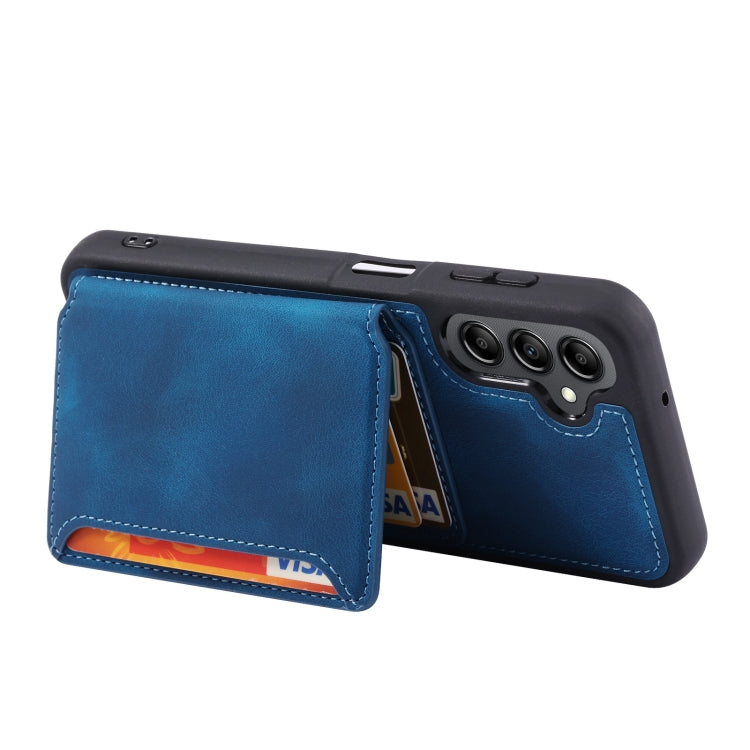 Para Samsung Galaxy A34 5G Skin Feel Dream Cepillo antirrobo a prueba de golpes Funda para tarjeta de piel portátil Funda para teléfono (Azul pavo real)