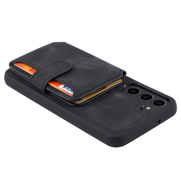 Para Samsung Galaxy S23 5G Skin Feel Dream Cepillo antirrobo a prueba de golpes Funda para tarjeta de piel portátil Funda para teléfono (Negro)