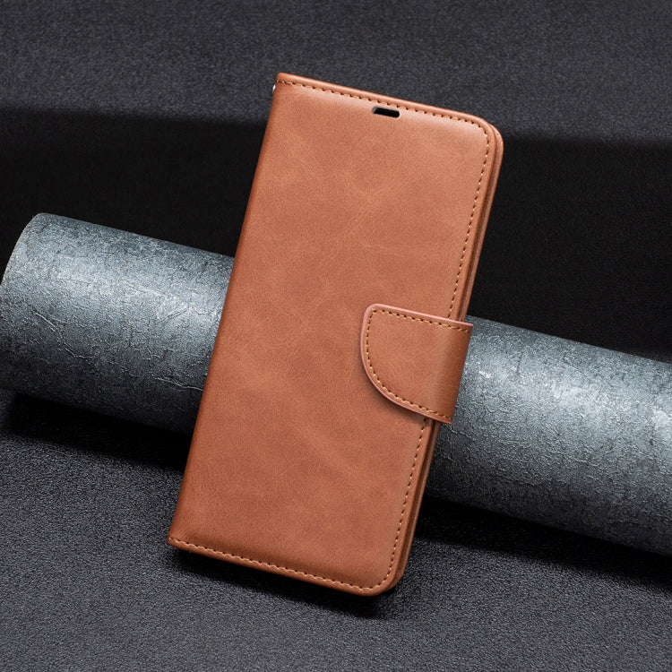 Para Samsung Galaxy M14 5G Funda de cuero con textura de piel de cordero (marrón)
