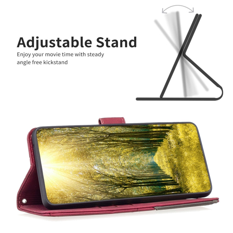 Para OPPO Find X6 5G Hebilla magnética Rombo Textura Funda de cuero para teléfono (Rojo)
