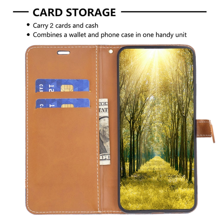 Para Nokia G22 Color Block Denim Texture Leather Phone Case (Azul oscuro)