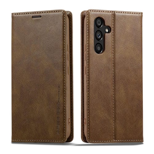 Funda de Cuero Antirrobo para Samsung Galaxy A34 5G Lc.Imeeke con RFID (Marrón)