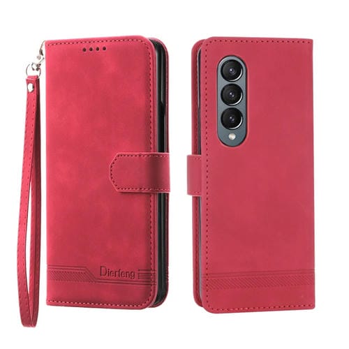 Para Samsung Galaxy Z Fold4 5G Dierfeng Dream Line TPU + PU Funda de cuero para teléfono (Rojo)