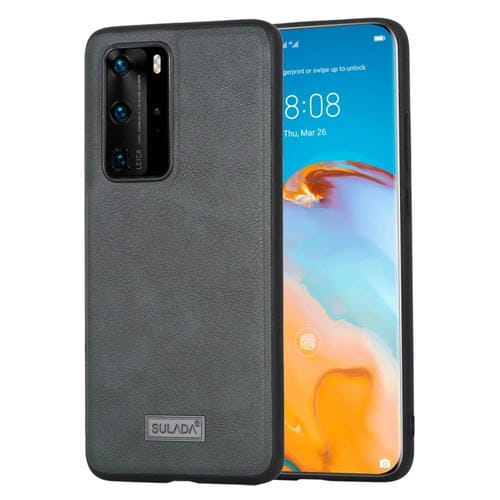 Para Huawei P40 Pro SULADA TPU a prueba de golpes + Funda protectora de cuero hecha a mano (Verde)