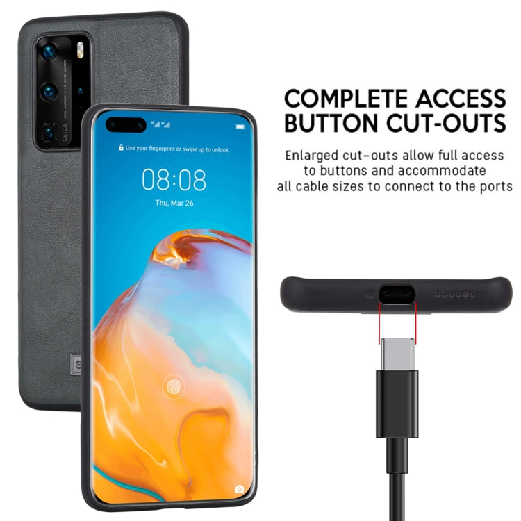 Para Huawei P40 Pro SULADA TPU a prueba de golpes + Funda protectora de cuero hecha a mano (Verde)