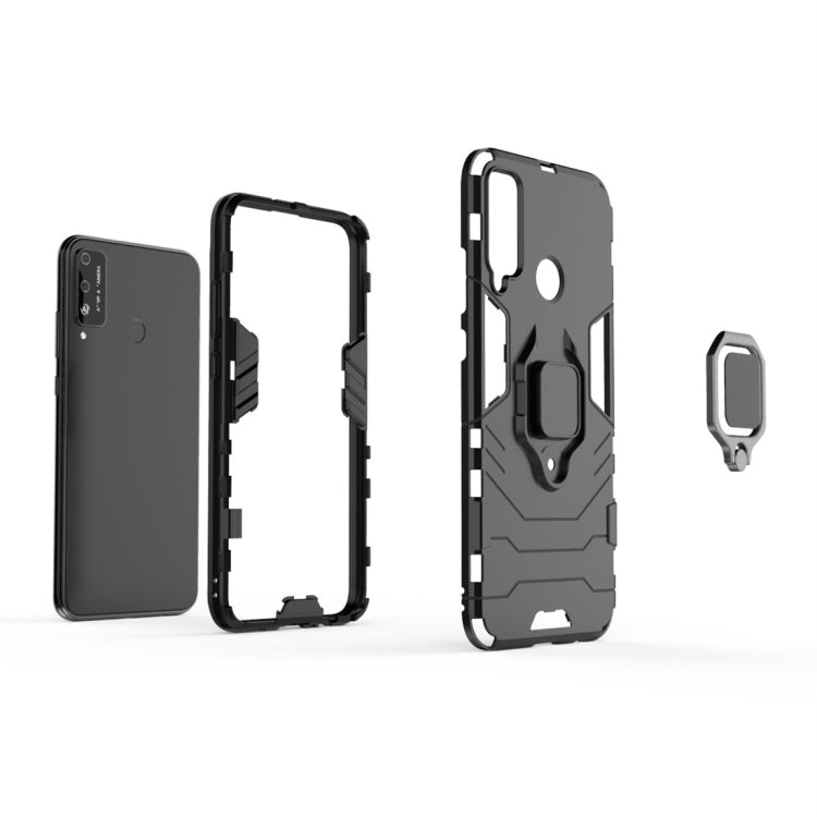 Para Huawei Honor Play 4T PC + TPU Funda protectora a prueba de golpes con soporte para anillo magnético (azul marino)