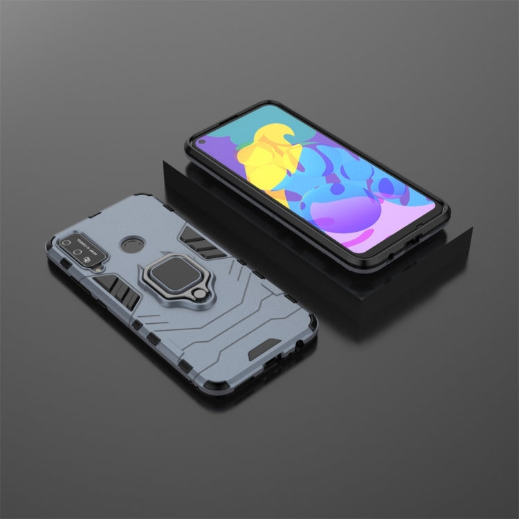 Para Huawei Honor Play 4T PC + TPU Funda protectora a prueba de golpes con soporte para anillo magnético (azul marino)