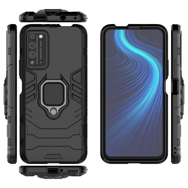 Para Huawei Honor X10 5G PC + TPU Funda protectora a prueba de golpes con soporte de anillo magnético (Negro)