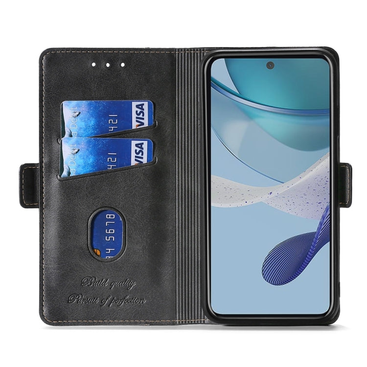 Funda de Cuero para OnePlus Ace 2V 5G con Hebilla Lateral y Color de Contraste (Marrón Oscuro + Dorado)