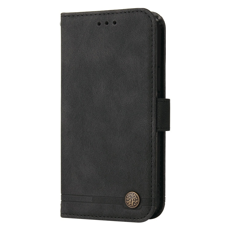 Funda de Cuero con Botones de Metal y Diseño Árbol de la Vida para Huawei Nova 13 Pro (Negro)