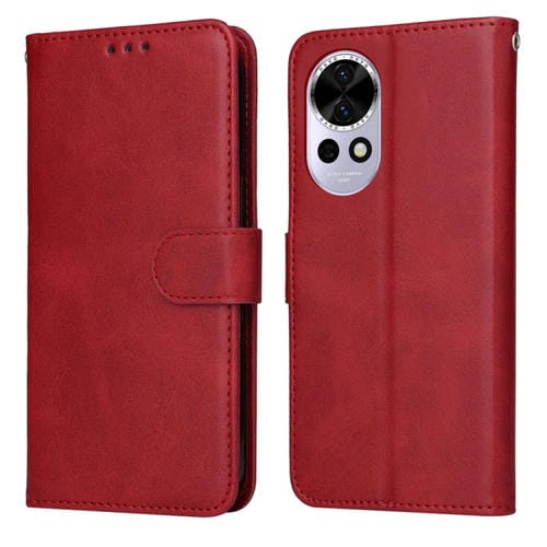 Funda Clásica de Piel con Tapa y Textura de Becerro para Huawei Nova 13 y Nova 12 (Roja)