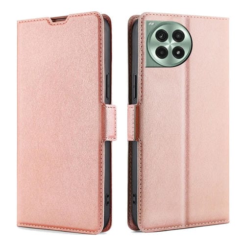 Funda de Cuero con Tapa Horizontal y Hebilla Lateral para OnePlus Ace 3 Pro 5G (Oro Rosa)