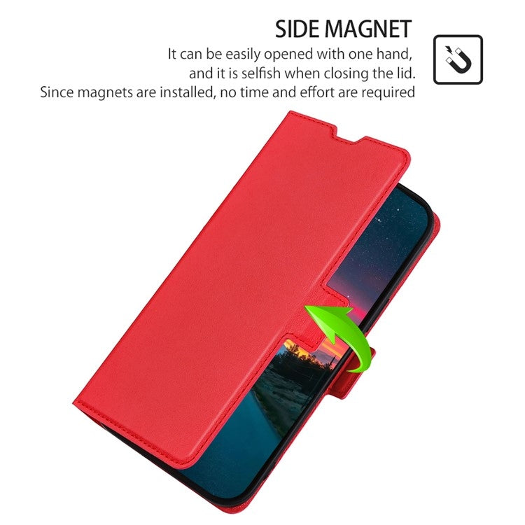 Funda de Cuero para OnePlus Ace 3 Pro 5G con Tapa Horizontal y Hebilla Lateral (Rojo)