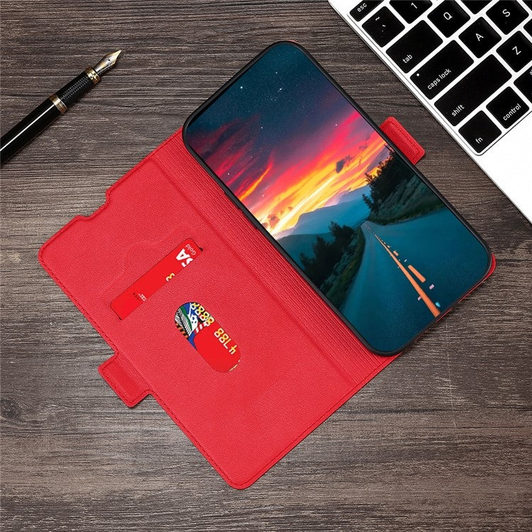 Funda de Cuero para OnePlus Ace 3 Pro 5G con Tapa Horizontal y Hebilla Lateral (Rojo)