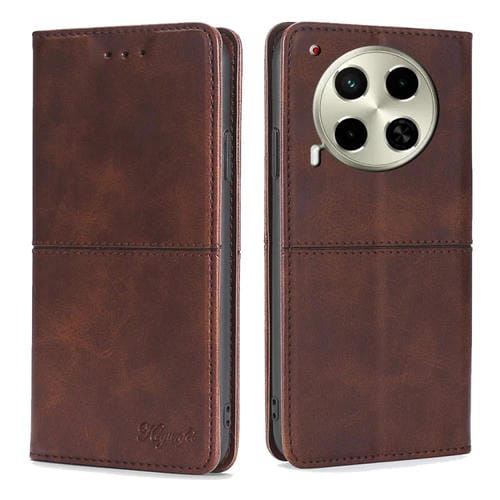 Funda de Cuero Magnética para Tecno Camon 30 (Marrón Oscuro)