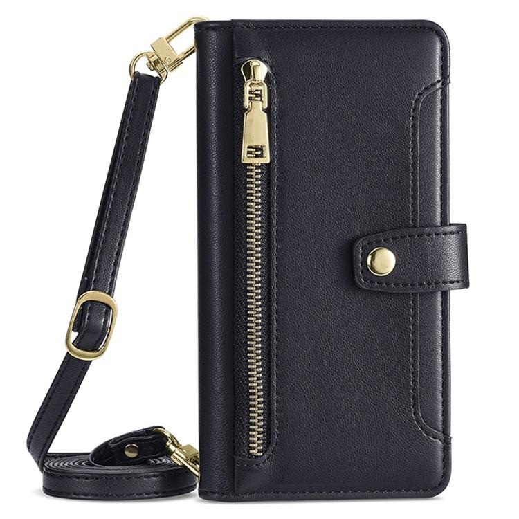 Funda de Cuero Tipo Cartera con Cremallera y Diseño de Oveja para Oppo Reno13 F 5G/4G (Negra)
