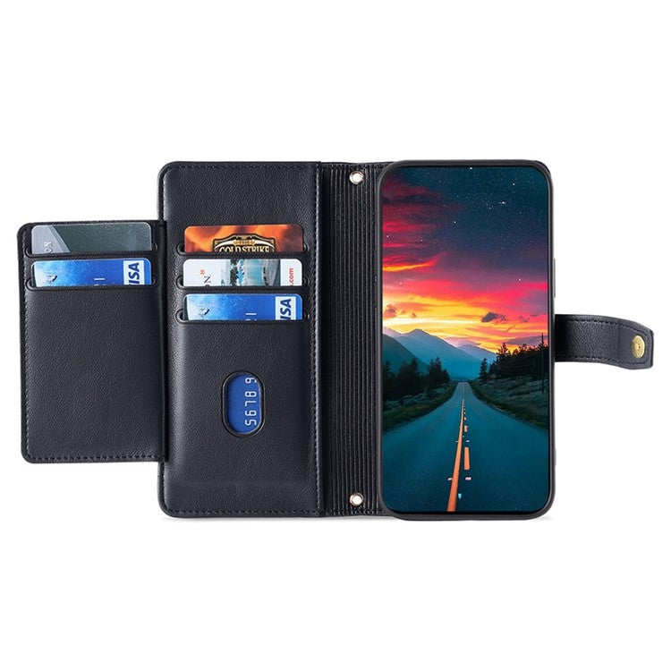 Funda de Cuero con Cremallera y Textura de Oveja para OnePlus Nord Ce 4 Lite 5G (Negra)