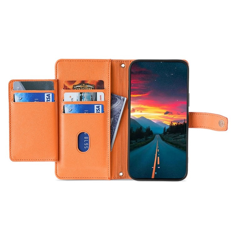 Funda de Cuero OnePlus Nord Ce 4 Lite 5G con Cremallera y Textura de Oveja (Naranja)