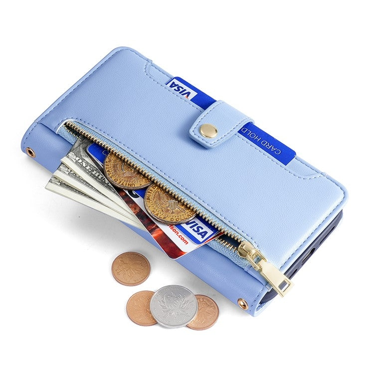 Funda de Cuero con Cremallera para OnePlus Nord Ce 4 Lite 5G (Azul)