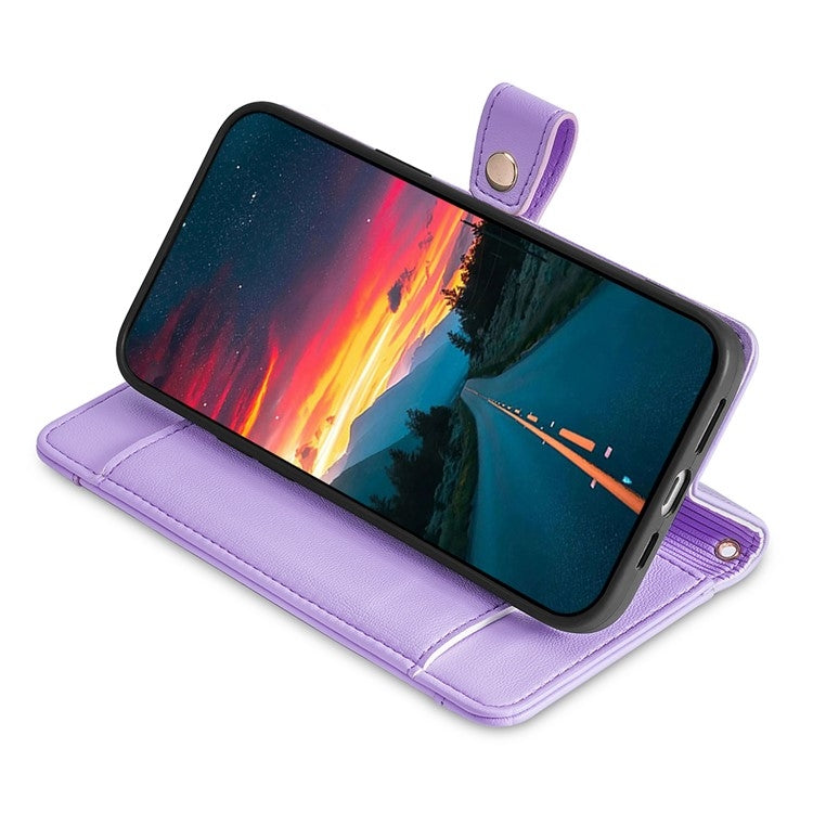 Funda de Cuero con Cremallera para OnePlus Nord CE 4 Lite 5G (Morado)