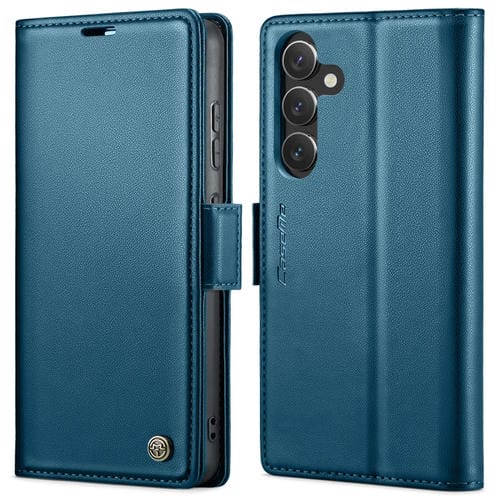 Funda para Samsung Galaxy A55 Caseme 023 Hebilla de Mariposa Litchi Texture Rfid Antirrobo (Azul)