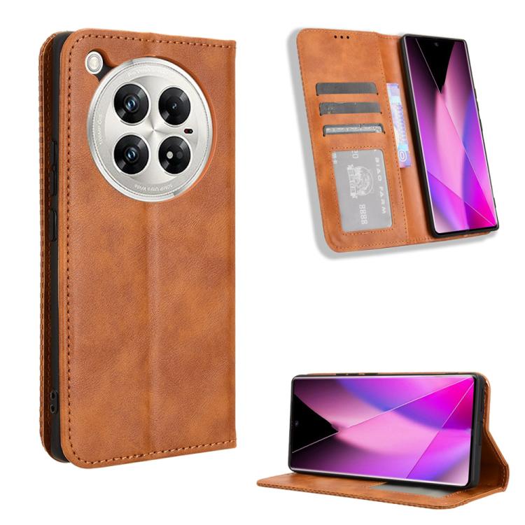 Funda de Cuero Infinix Zero 40 5G Textura Retro con Hebilla Magnética (Marrón)