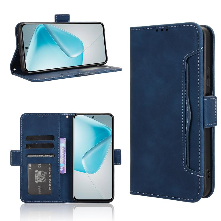 Funda de Cuero Textura Piel de Becerro con Ranuras para Tarjetas para Infinix Hot 50 Pro+ 4G (Azul)