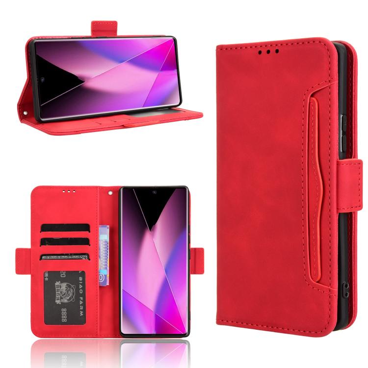 Funda de Cuero Piel de Becerro con Ranuras para Tarjetas para Infinix Zero 40 5G (Rojo)