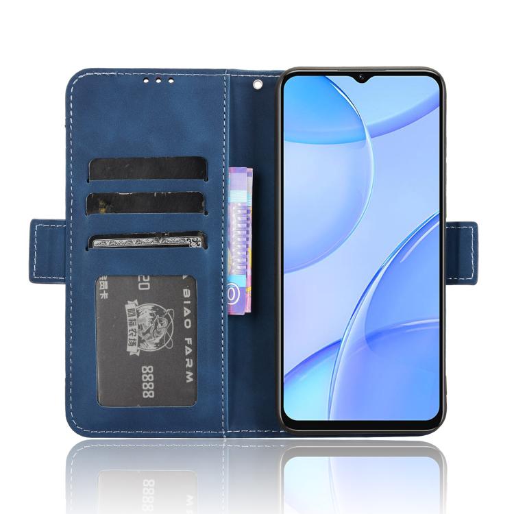 Funda de Piel Textura Becerro con Ranuras para Tarjetas para Oukitel C57S (Azul)